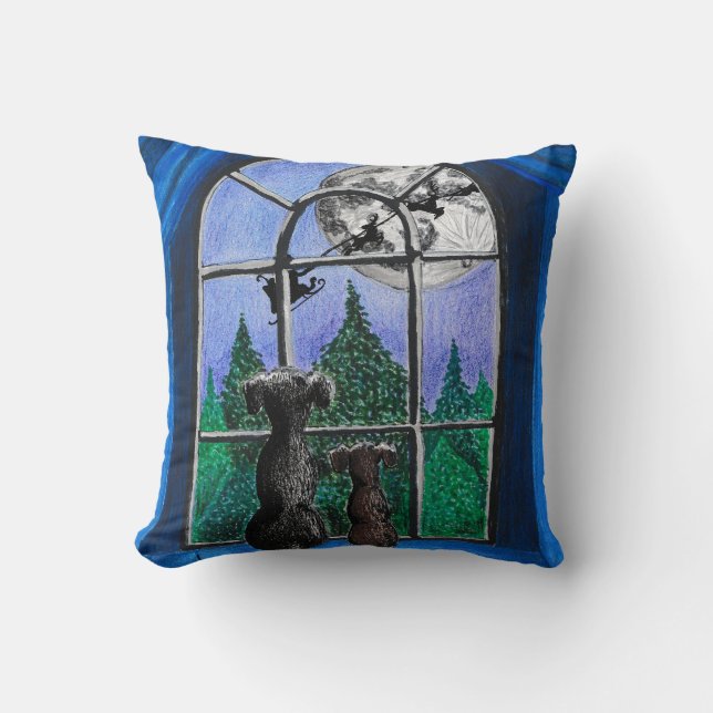 Coussin chiens du springador "en attente de père Noël" pou (Recto)