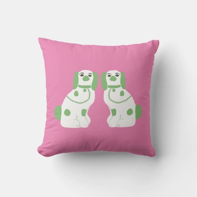 Coussin Chiens du Staffordshire vert (Recto)