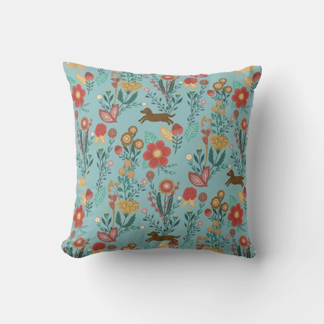 Coussin Chiens et chats de fleurs d'automne (Recto)
