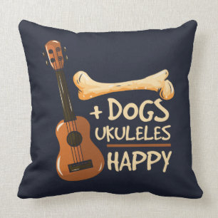 Coussin Chiens et Ukulele me rendent heureux