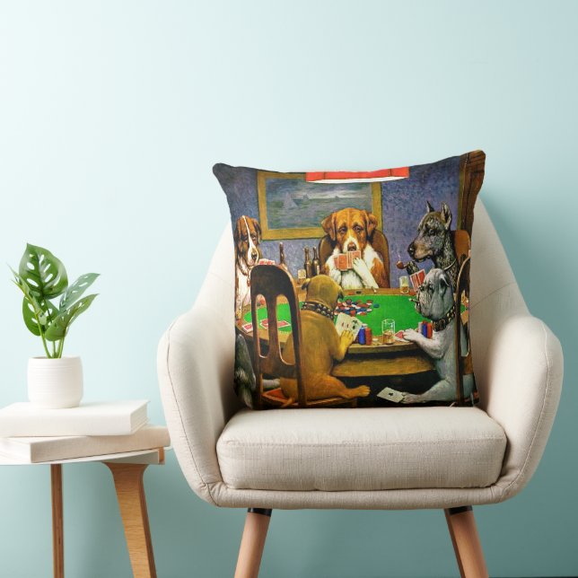 Coussin Chiens jouant au poker (Chaise)