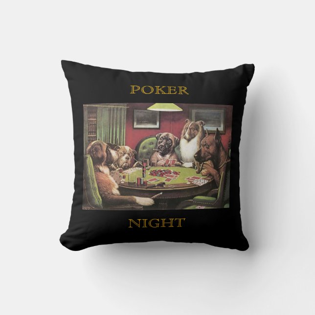 Coussin Chiens jouant le bluff audacieux C.M. Coolidge (Recto)