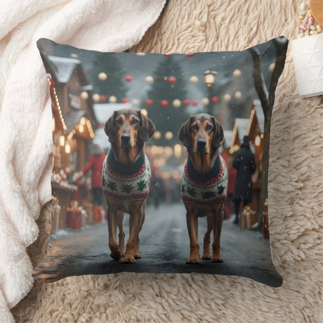 Coussin Chiens Lévrier Noël Neige Fêtes (Couverture)