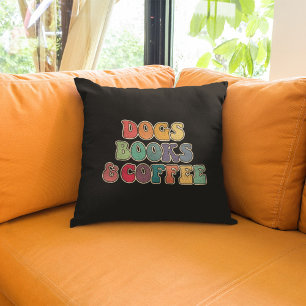 Coussin Chiens livres et café
