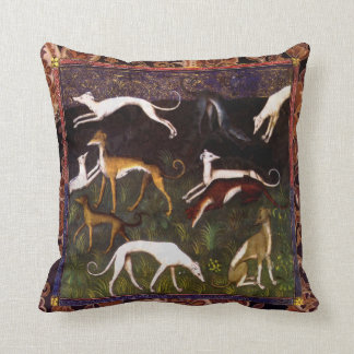 Coussin Chiens médiévaux de lévrier sur Paisley
