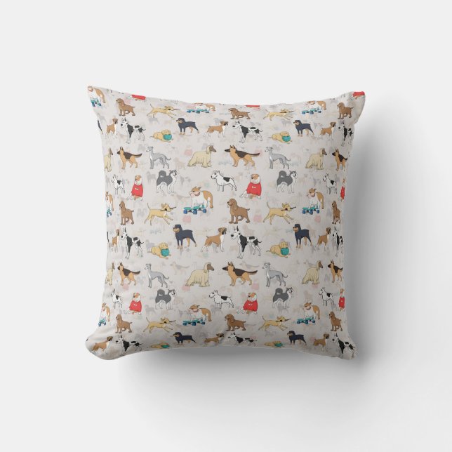 Coussin Chiens mignons Design Motif Blanc (Recto)