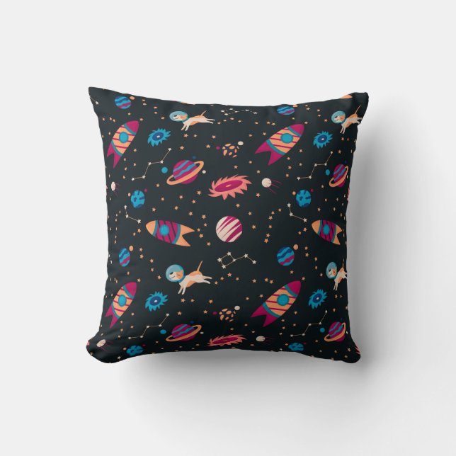 Coussin Chiens Motifs spatiaux (Recto)