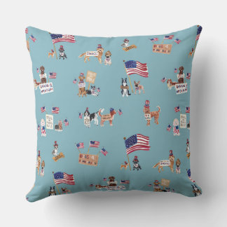 Coussin CHIENS POUR LA DÉMOCRATIE Bleu recto-verso