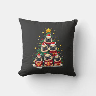 Coussin Chiens Pug Sapin de Noël Mignon Noël (1)