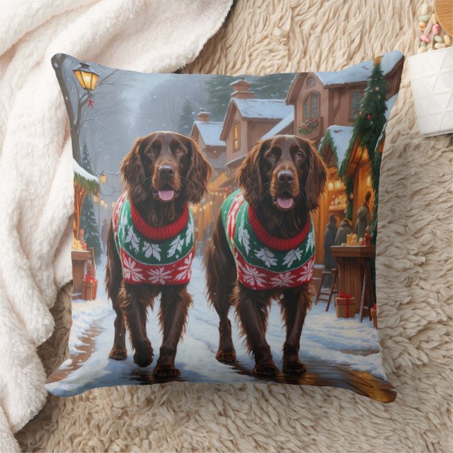 Coussin Chiens Setter Anglais Noël Neige Fêtes (Couverture)