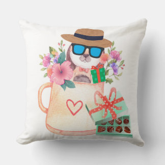 Coussin chiens, tasses