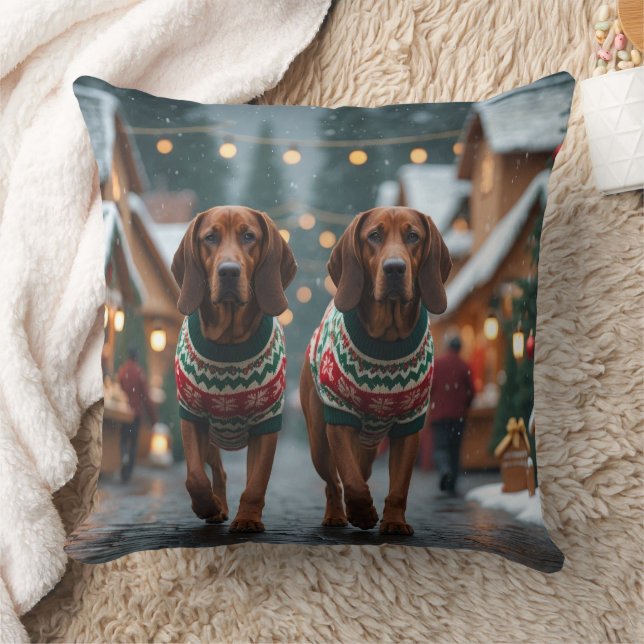Coussin Chiens Treeing Walker Coonhound Noël Neige  (Couverture)