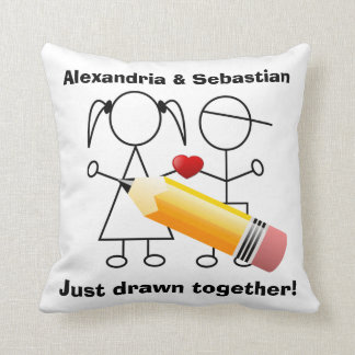 Coussin Chiffre couple de bâton avec le coeur réuni