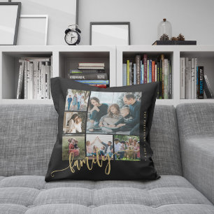 Coussin Chiffre de la famille de collage photo moderne