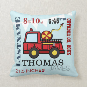 Coussin Chiffre de naissance bébé Camion d'incendie