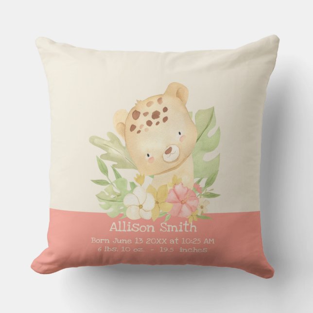 Coussin Chiffre de naissance personnalisé Cheetah (Recto)