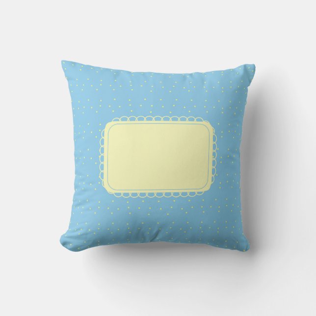 Coussin Chiffres Bébé Bleu et Jaune (Recto)
