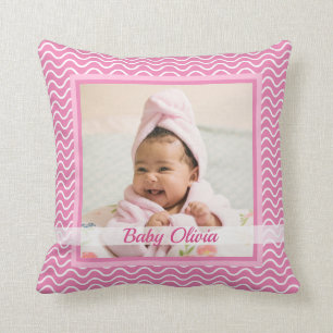 Coussin Chiffres de naissance de petite fille rose pâle St
