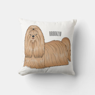 Coussin Chih tzu long cheveux dessin de chien