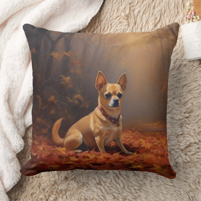 Coussin Chihuahua à l'automne Leaves automne Inspire (Couverture)