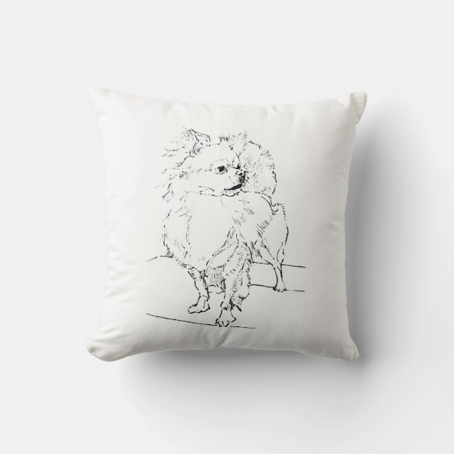 Coussin Chihuahua à poils longs - Illustration de chien mi (Recto)