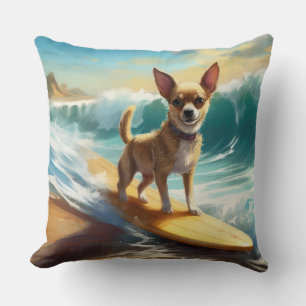 Coussin Chihuahua Beach Surf Peinture