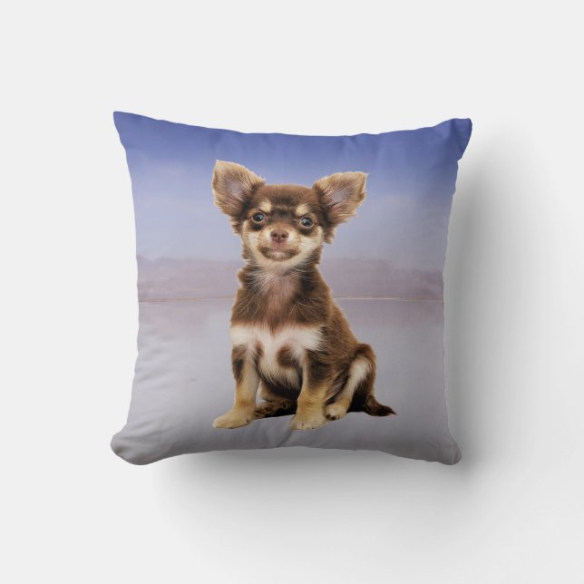 Coussin Chihuahua Chien Assis Sur La Plage (Recto)