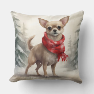 Coussin Chihuahua Chien dans Noël de neige
