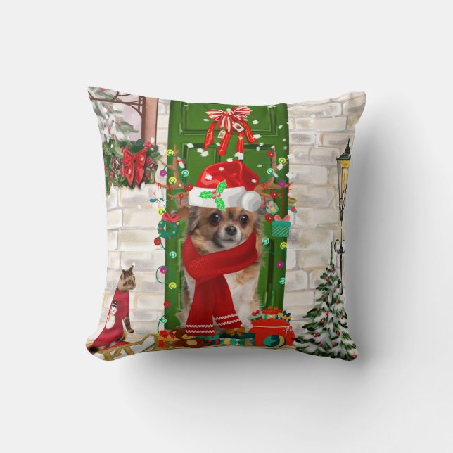 Coussin Chihuahua Chien Noël (Recto)