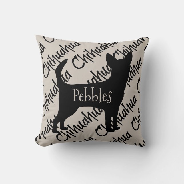 Coussin Chihuahua Chien personnalisé Silhouette (Recto)