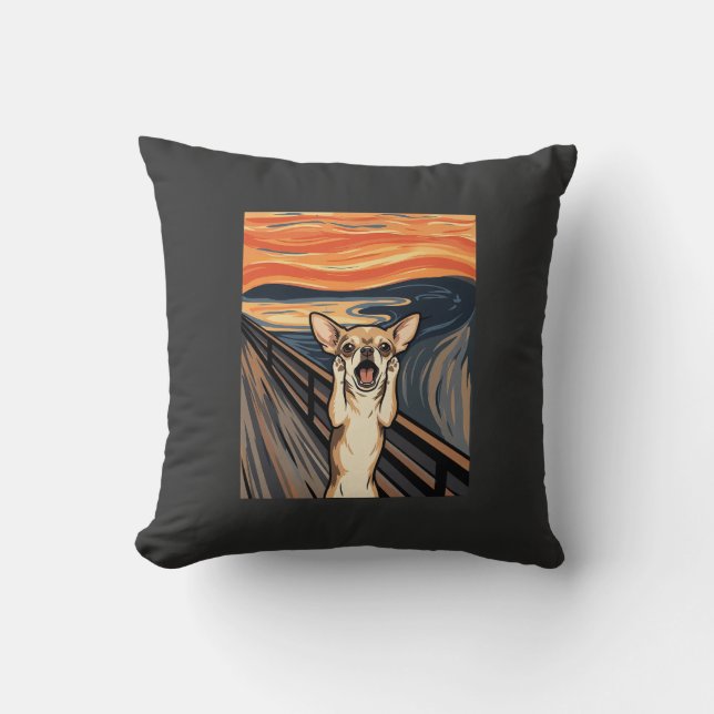 Coussin Chihuahua Cri Expressionniste Art Chien_1 (Recto)