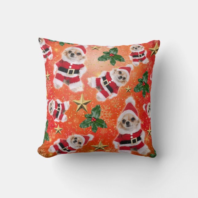 Coussin Chihuahua de Noël (Recto)