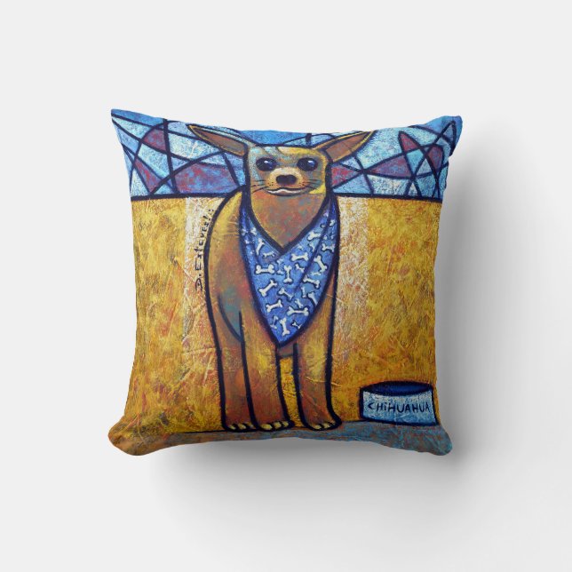 Coussin Chihuahua Dog Art - Contemporary Cubist Throw Pill (Recto)