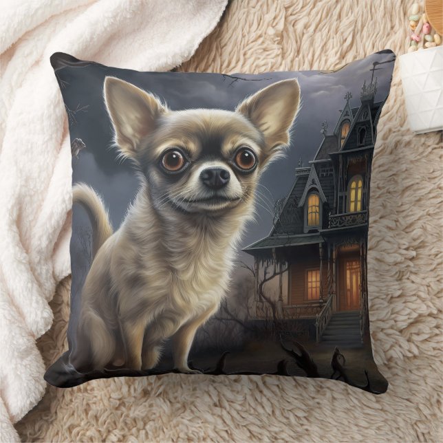 Coussin chihuahua Halloween effroi (Couverture)