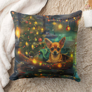Coussin Chihuahua Noël Festive Voyage