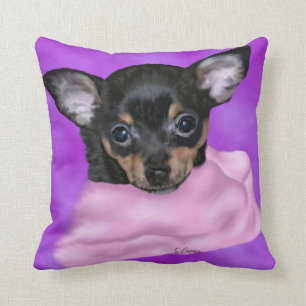 Coussin Chihuahua Noir et Tan Chihuahua