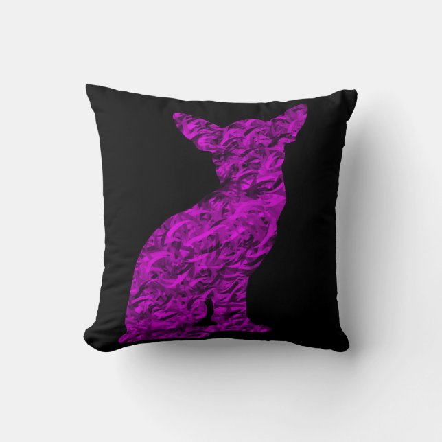 Coussin Chihuahua rose et noir (Recto)