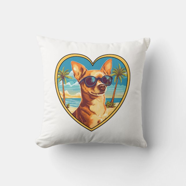 Coussin Chihuahua sur la plage (Recto)