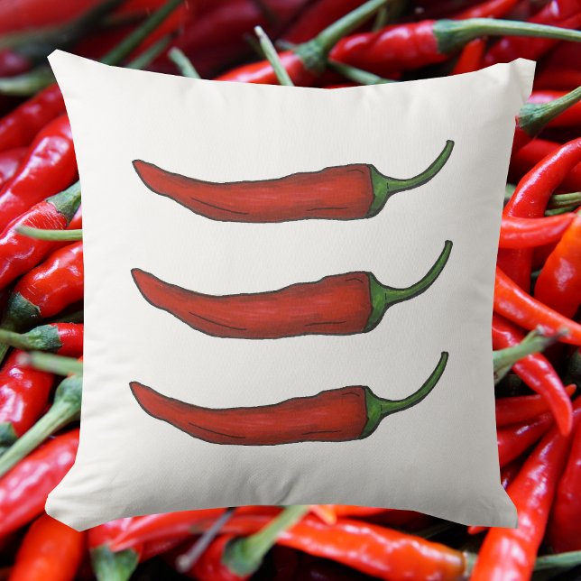 Coussin Chili rouge Chili poivre chaud épicé mexicain Chil (Red chili pepper pillow)
