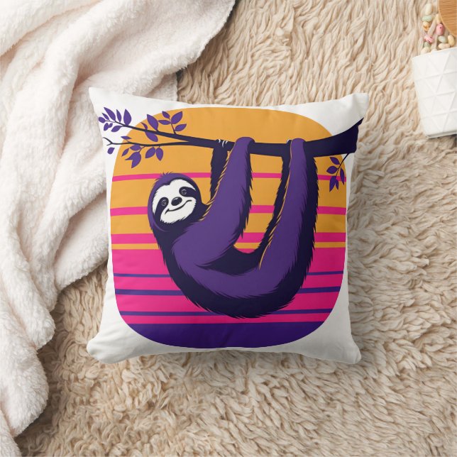 Coussin Chill like a Sloth - Retro Sunset Sloth (Couverture)