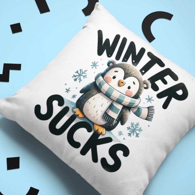 Coussin Chill Out Penguin - Humour d'hiver Jeu d'oreiller (Créateur téléchargé)