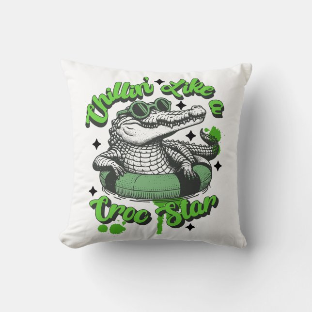 Coussin Chillin' Like a Croc Star Cool pour enfants (Recto)