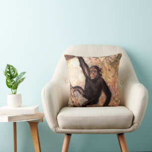 Coussin Chimpanzé par CE Swan, Animaux sauvages de la jung