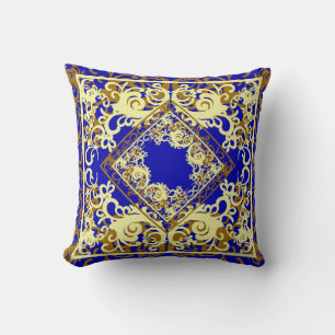 Coussin Chine Bluie et or réversible