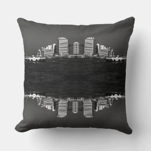 Coussin Chine vintage Hong Kong bateau gratte-ciel mer Pos