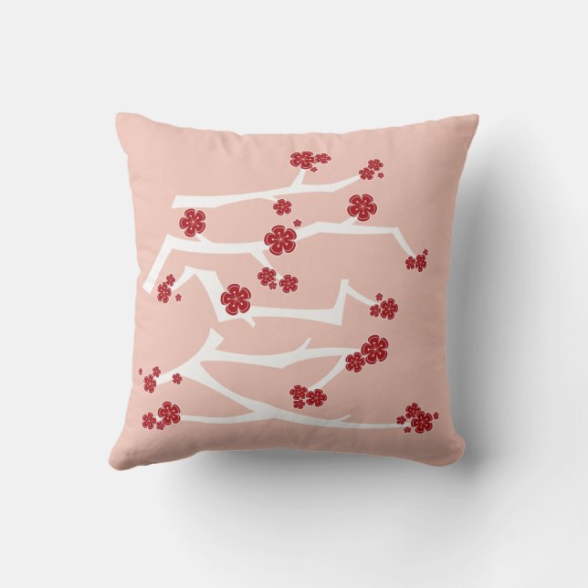 Coussin Chinois Ai Love Cerise Blossoms Rouge Sakura Maria (Verso)