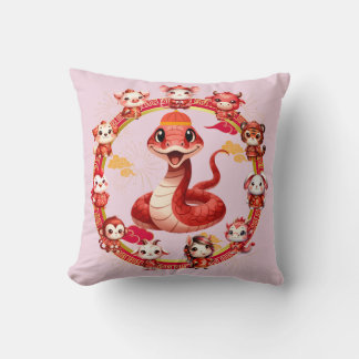 Coussin Chinois Lunaire Conception du serpent du Nouvel An