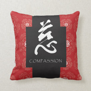 Coussin chinois rouge de compassion de zen