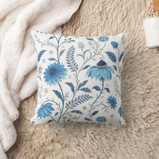 Coussin Chinoiserie Blue Echinacea Pattern (Couverture)