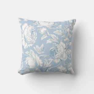 Coussin Chinoiserie florale bleu clair